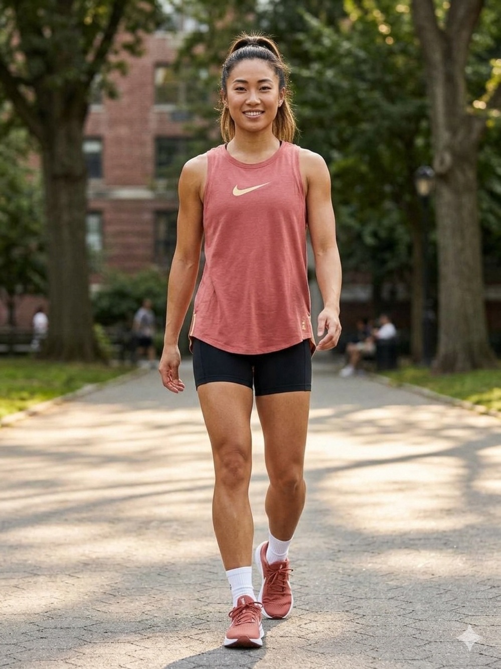 Nike Women’s Tank Top in Dusty Rose with Gold Swoosh